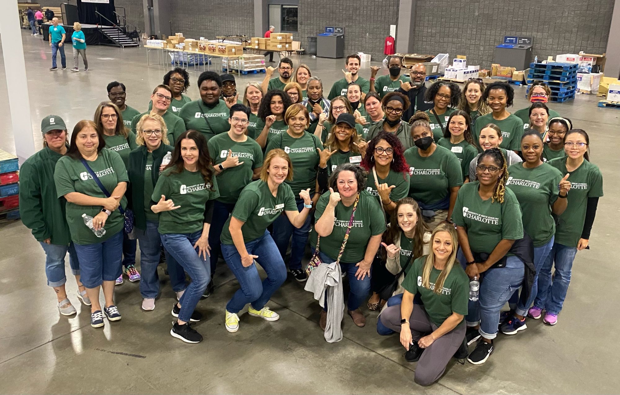 Employees volunteering second harvest food bank